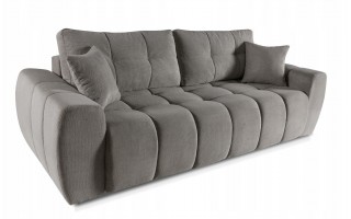 Od ręki! Szara pikowana rozkładana sofa kanapa FUTU 263 cm z funkcją spania