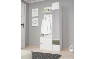Garderoba GIB 90 cm biały mat z lustrem wieszaki