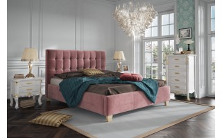 Łóżko tapicerowane do sypialni Lily z pikowanym zagłówkiem