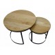 Okrągły dębowy stolik kawowy 2w1 LOFT z litego drewna