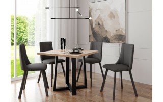 Komplet - stół loftowy ST95/1 100x100 + 4 krzesła KT62