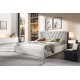 Eleganckie beżowe łóżko tapicerowane ROMARO 140x200