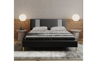 Łóżko tapicerowane vintage w pepitkę DELTA 160x200
