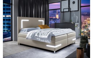 Łóżko kontynentalne DELOS LED 160X200 + POJEMNIKI