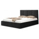 Czarne łóżko tapicerowane 140x200 pikowane w jodełkę