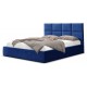 Granatowe łóżko tapicerowane 140x200 w prostokąty 