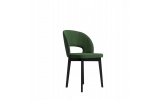 Eleganckie zielone krzesło tapicerowane na drewnianych nogach