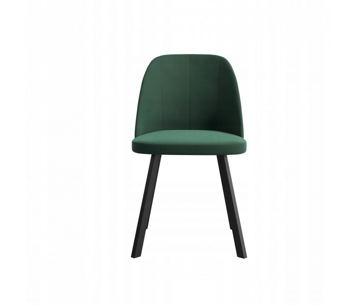 Zielone krzesło tapicerowane na drewnianych nogach