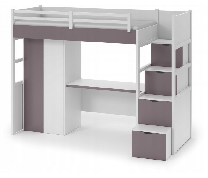 Łóżko piętrowe TRISTAN 90x200cm + szafa + biurko
