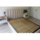 Granatowe łóżko tapicerowane 140x200 pikowane w jodełkę