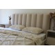 Granatowe łóżko tapicerowane 140x200 pikowane w jodełkę