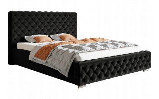 Łóżko tapicerowane LORD 200X200 z pojemnikiem bogato pikowane typu chester
