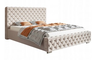 Łóżko tapicerowane LORD 140X200 z pojemnikiem bogato pikowane typu chester