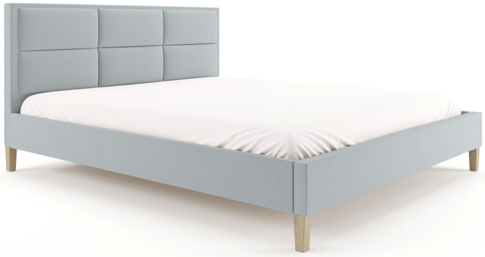 Jasnoszare łóżko tapicerowane 6 prostokątów - tkanina Matt Velvet 83
