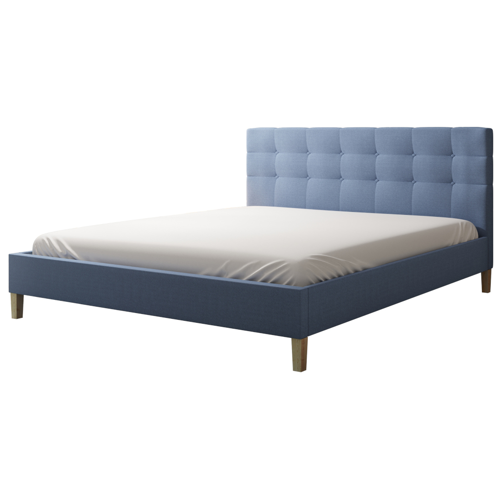 Eleganckie pikowane łóżko tapicerowane GALA 160x200 na wysokich drewnianych nóżkach